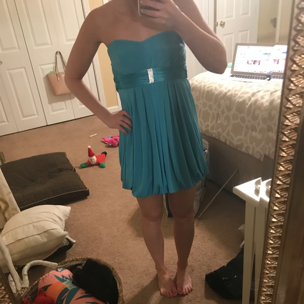 💃 Blue XOXO Strapless Dress Size S for Prom!
